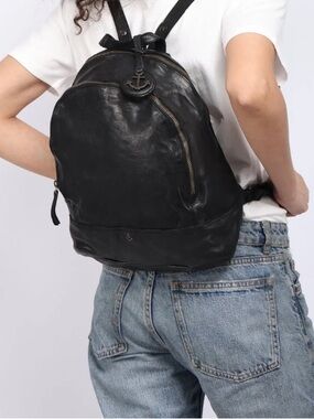Harbour 2nd Black Soft Leather Backpack Megan Purse Shoulder Bag Anchor Logo